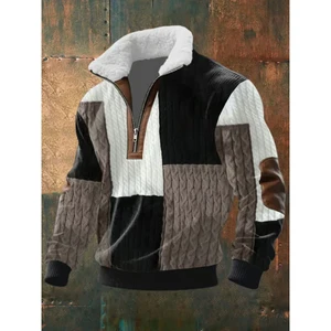 High-Neck Fleece Sweater with Lined Collar
