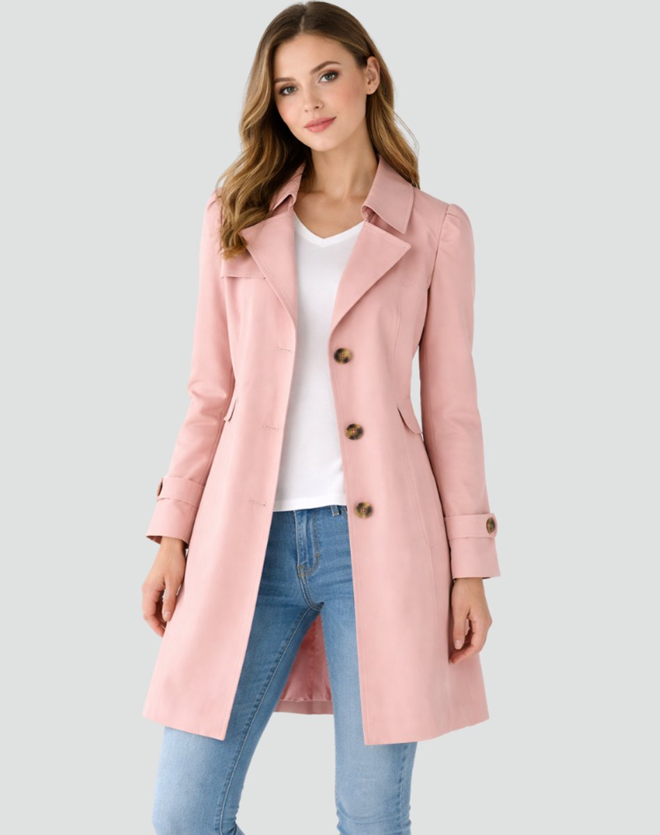 Classic Double Breasted Trench Coat with Buttoned Cuffs