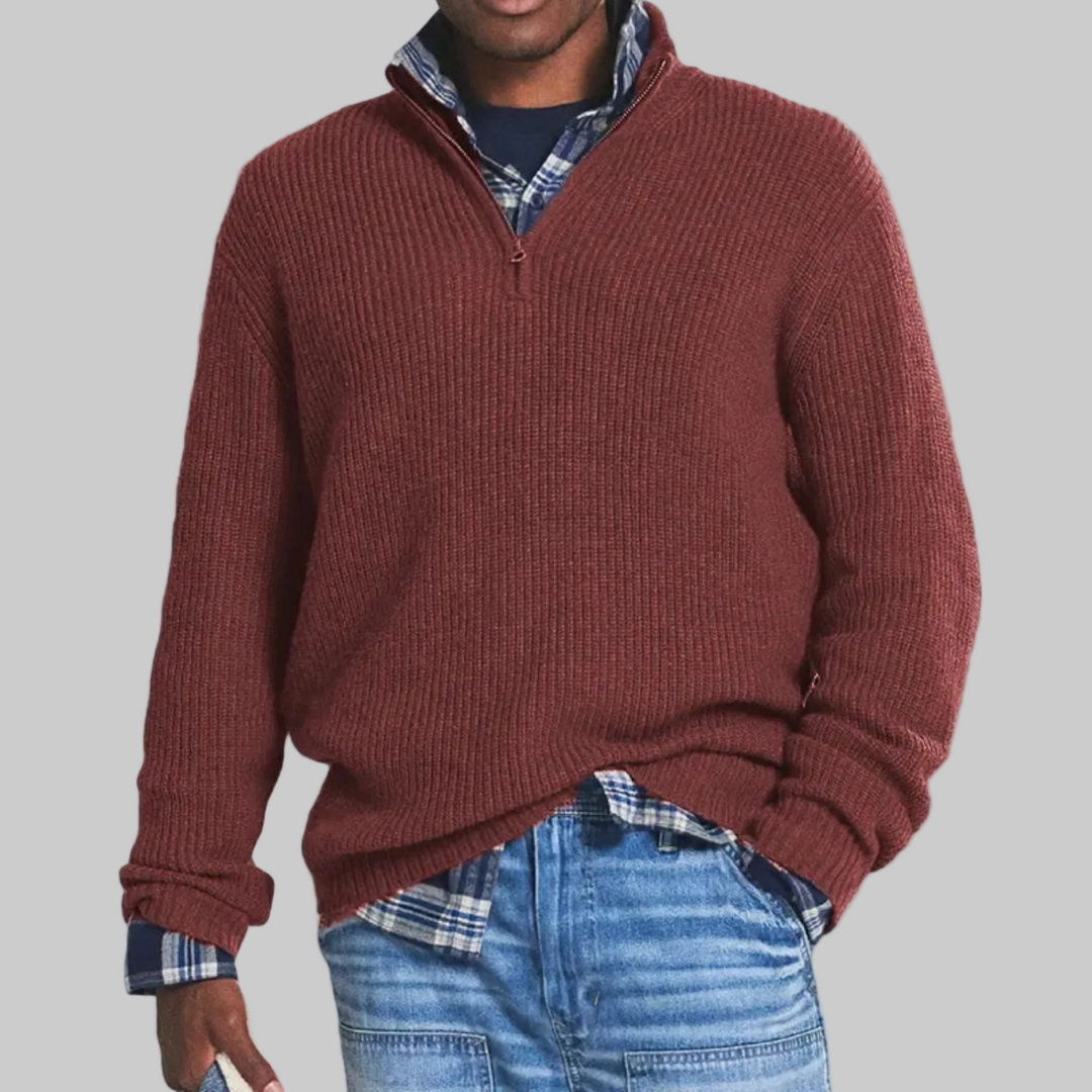 Men's Half Zip Sweater | Textured