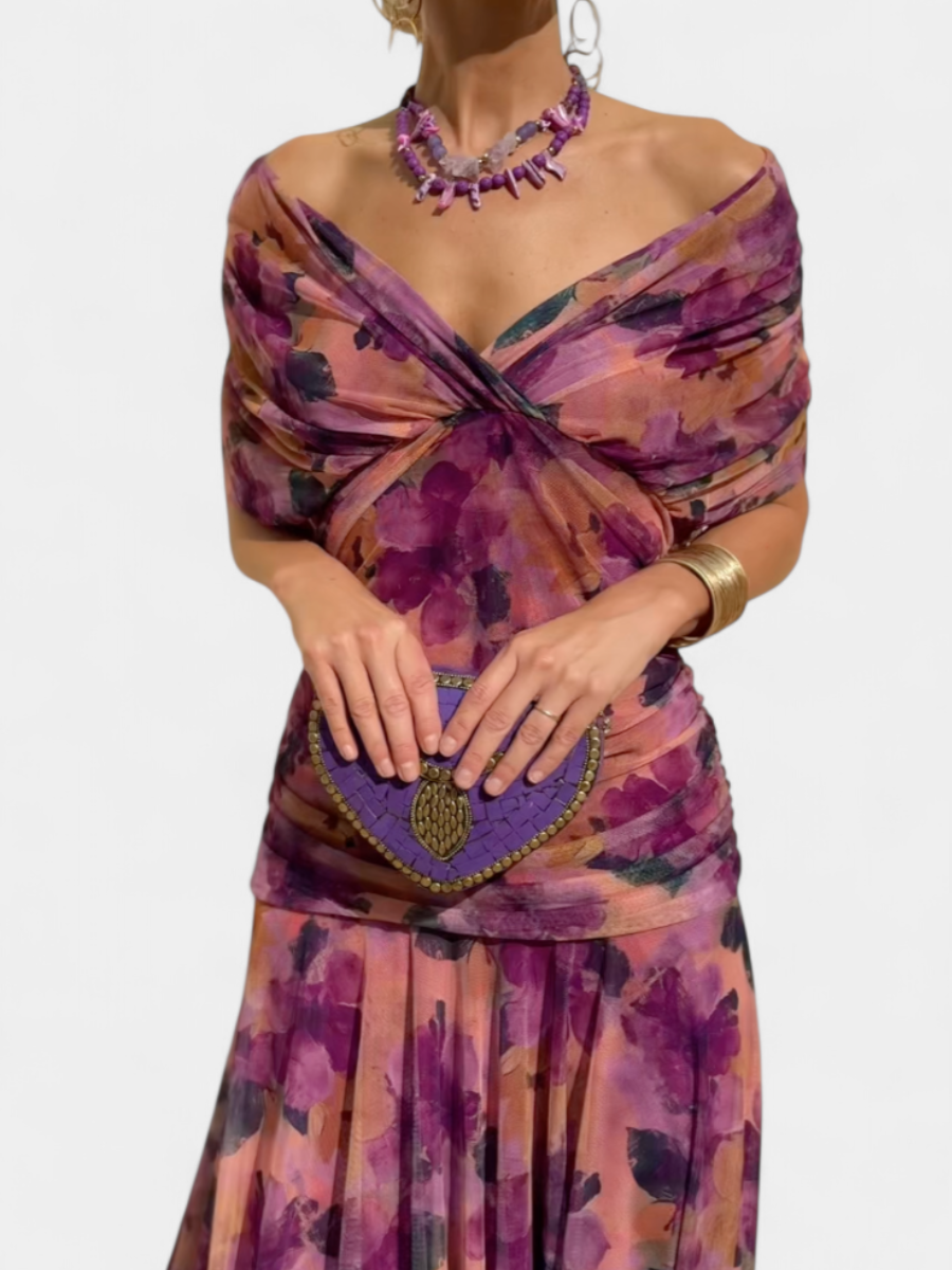 Women’s Elegant Off Shoulder Midi Dress | Floral