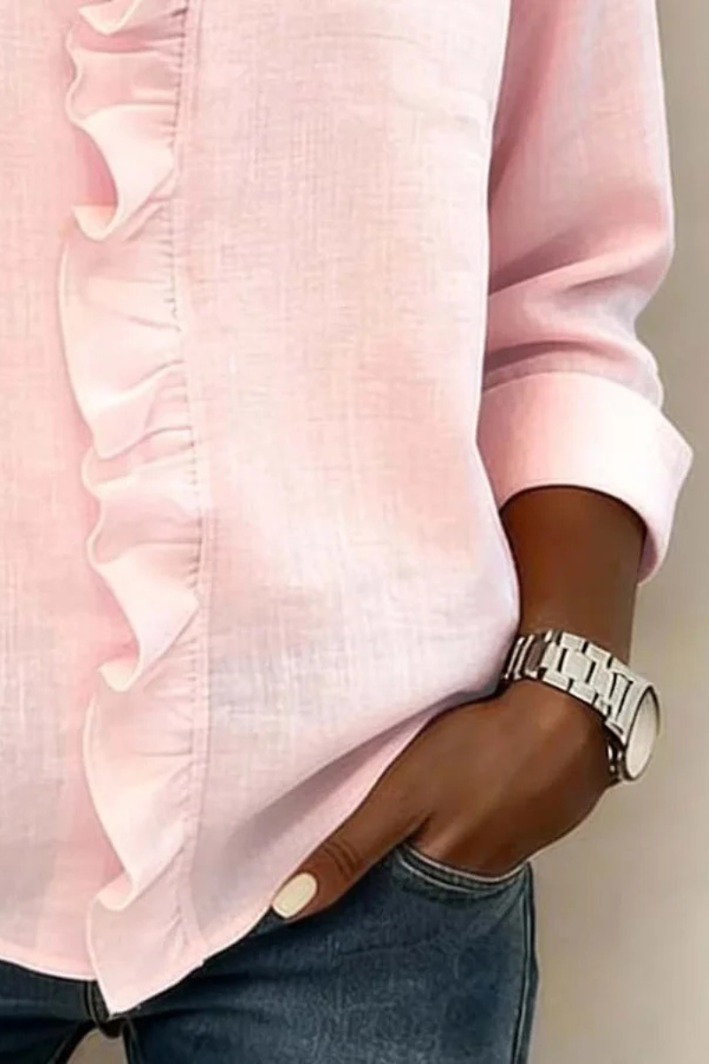 Women’s Ruffle V-Neck Blouse | Long Sleeve