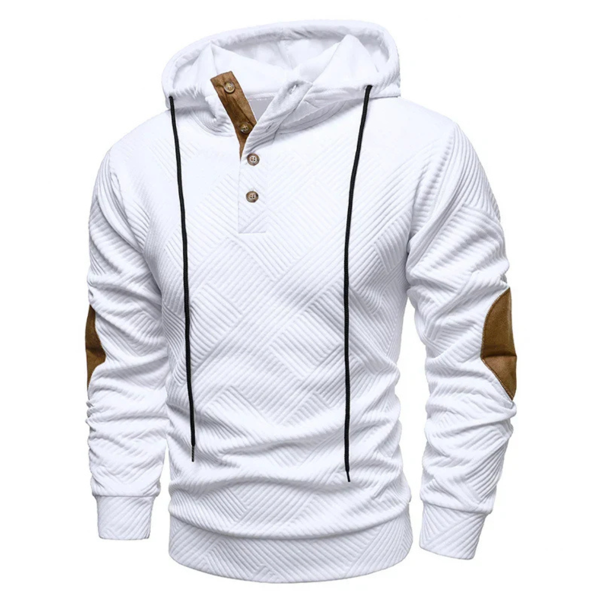 Men’s Casual Hooded Sweater | Button Detail