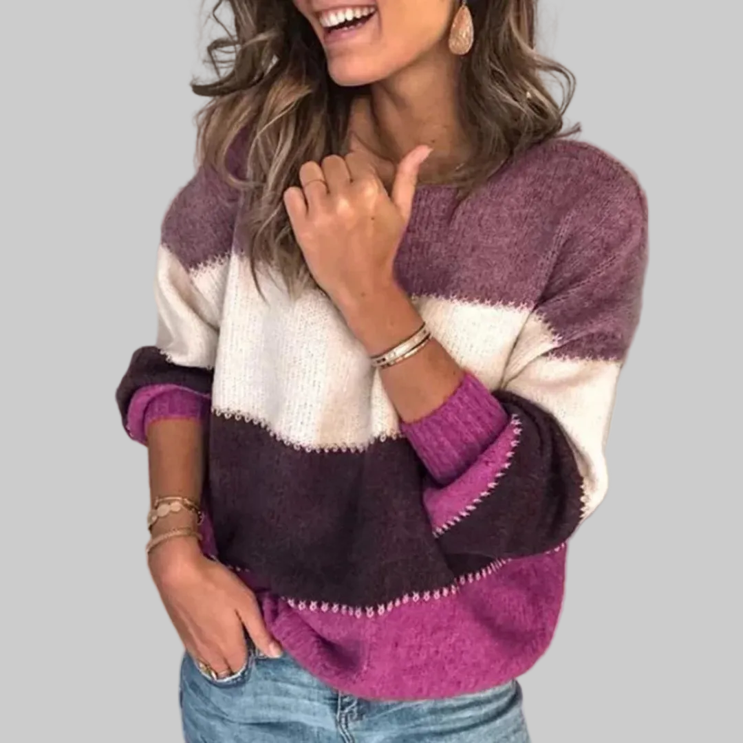 Women’s Casual Striped Knit Sweater | Long Sleeve