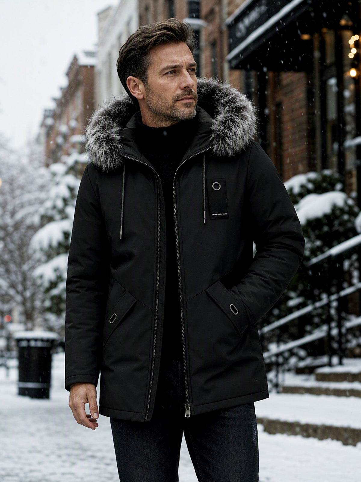 Henrik | Herren wattierter Parka mit abnehmbarer Kapuze und Plüschfutter