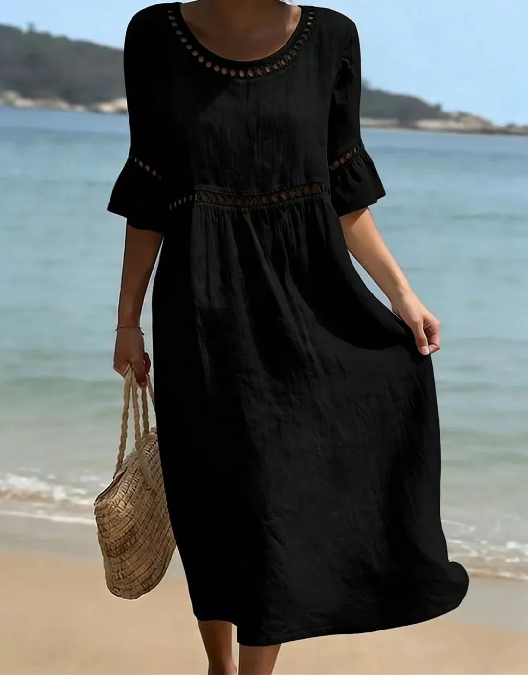 Linen-Look Summer Midi Dress
