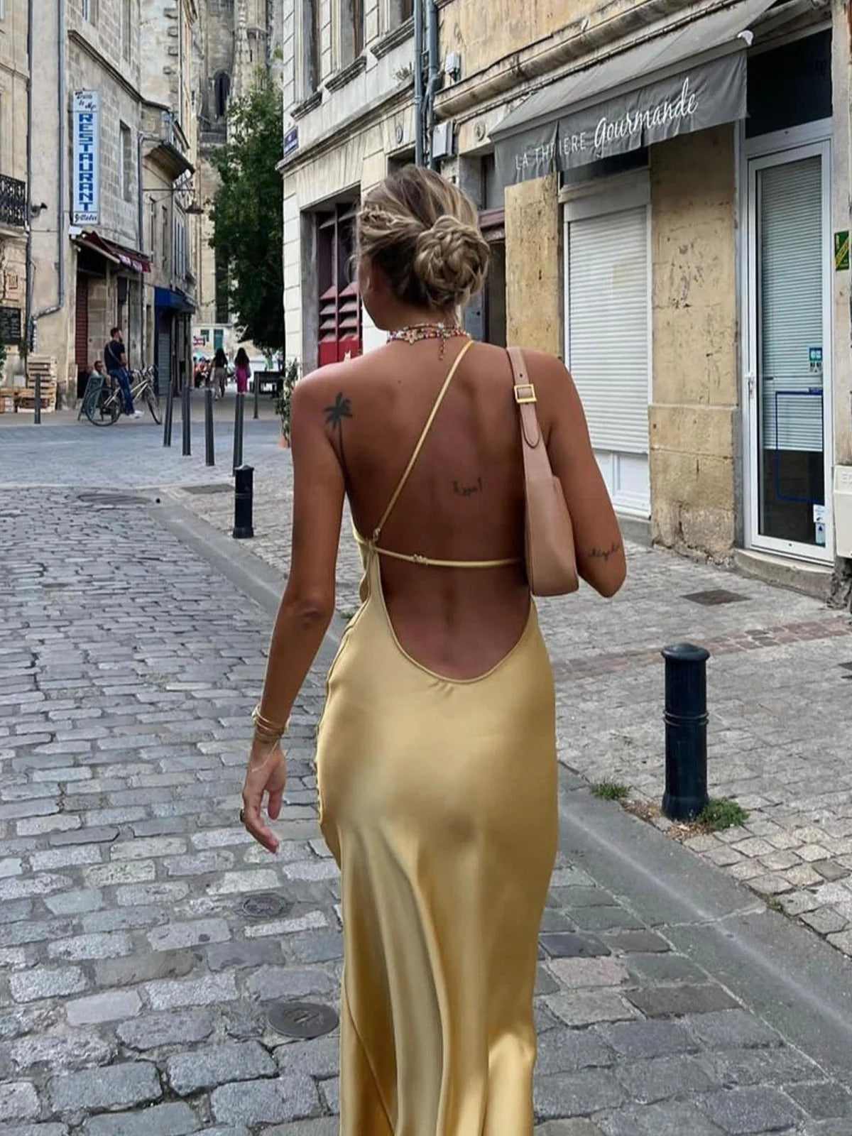 Winnie Satin Slit Dress
