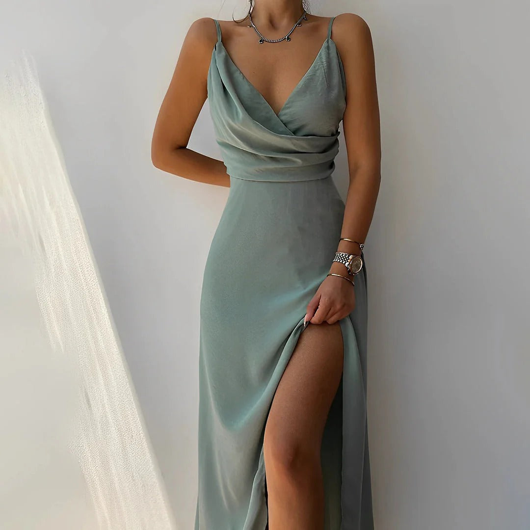 V-Neck Maxi Dress with High Side Split