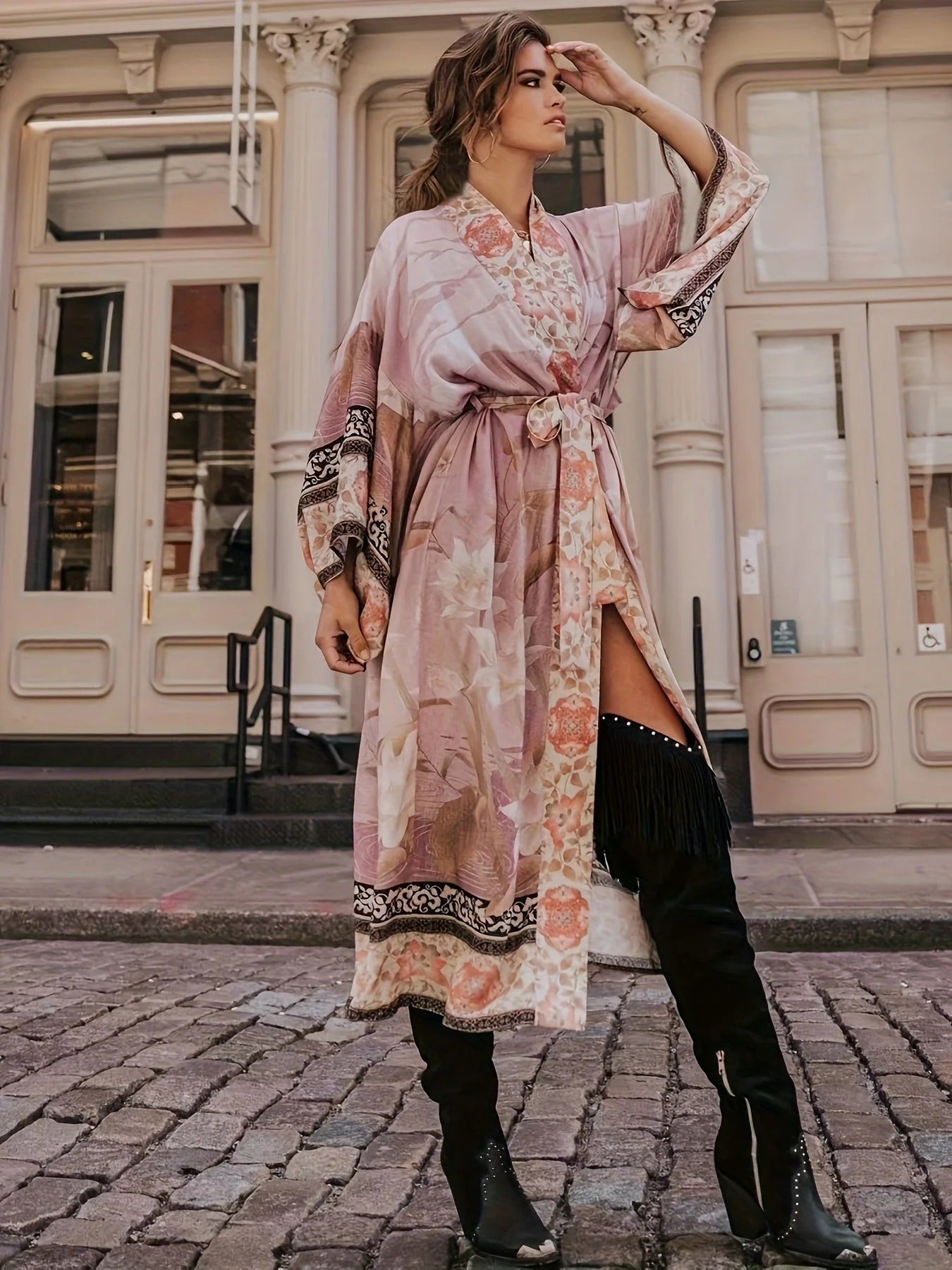 Floral Print Kimono Cover-Up