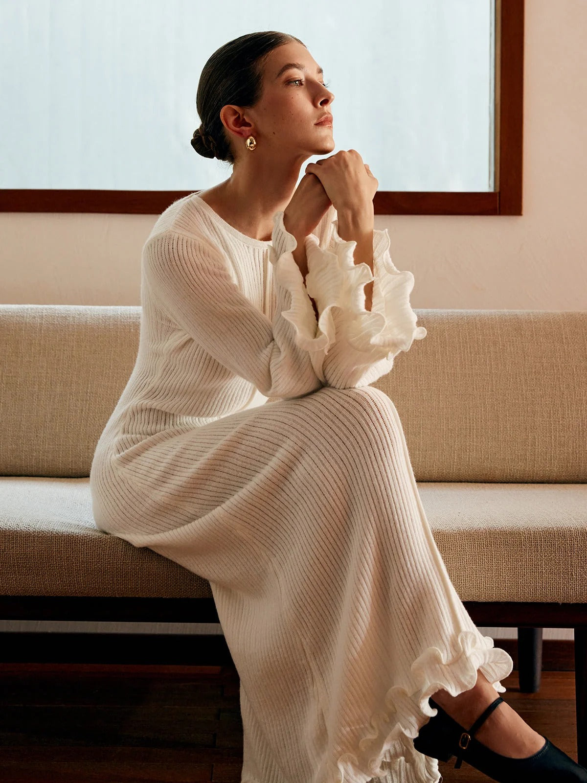 Beatrice Knit Ruffle Sleeve Dress