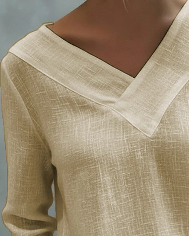 Women's Asymmetric Neckline Linen Blouse
