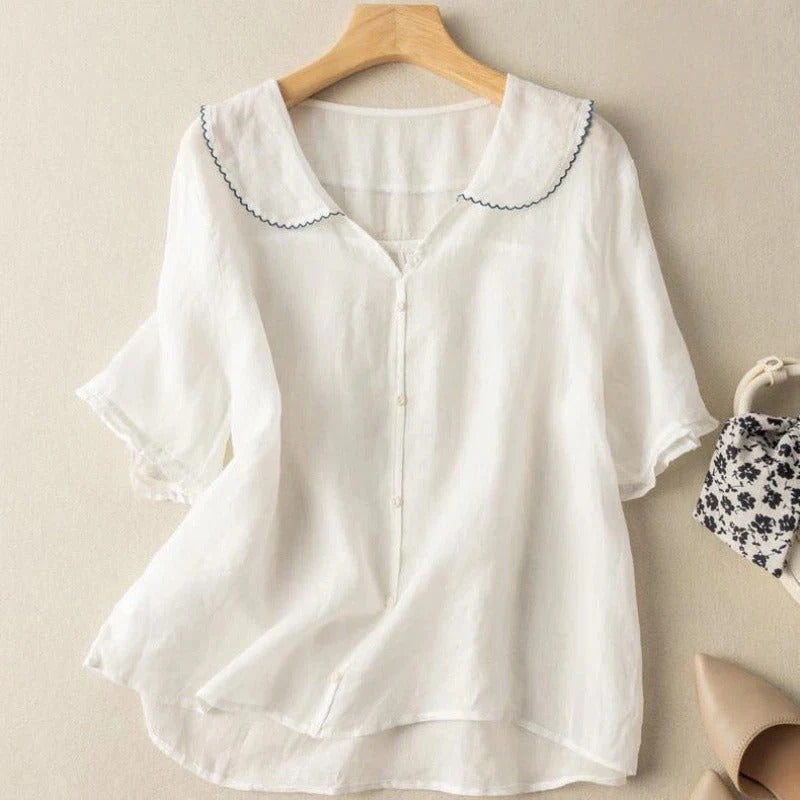 Vintage Blouse with Scalloped Collar