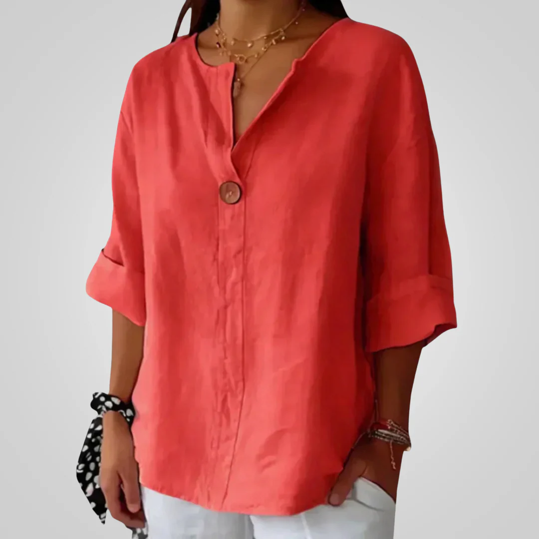 Women's Airy Linen V-Neck Shirt