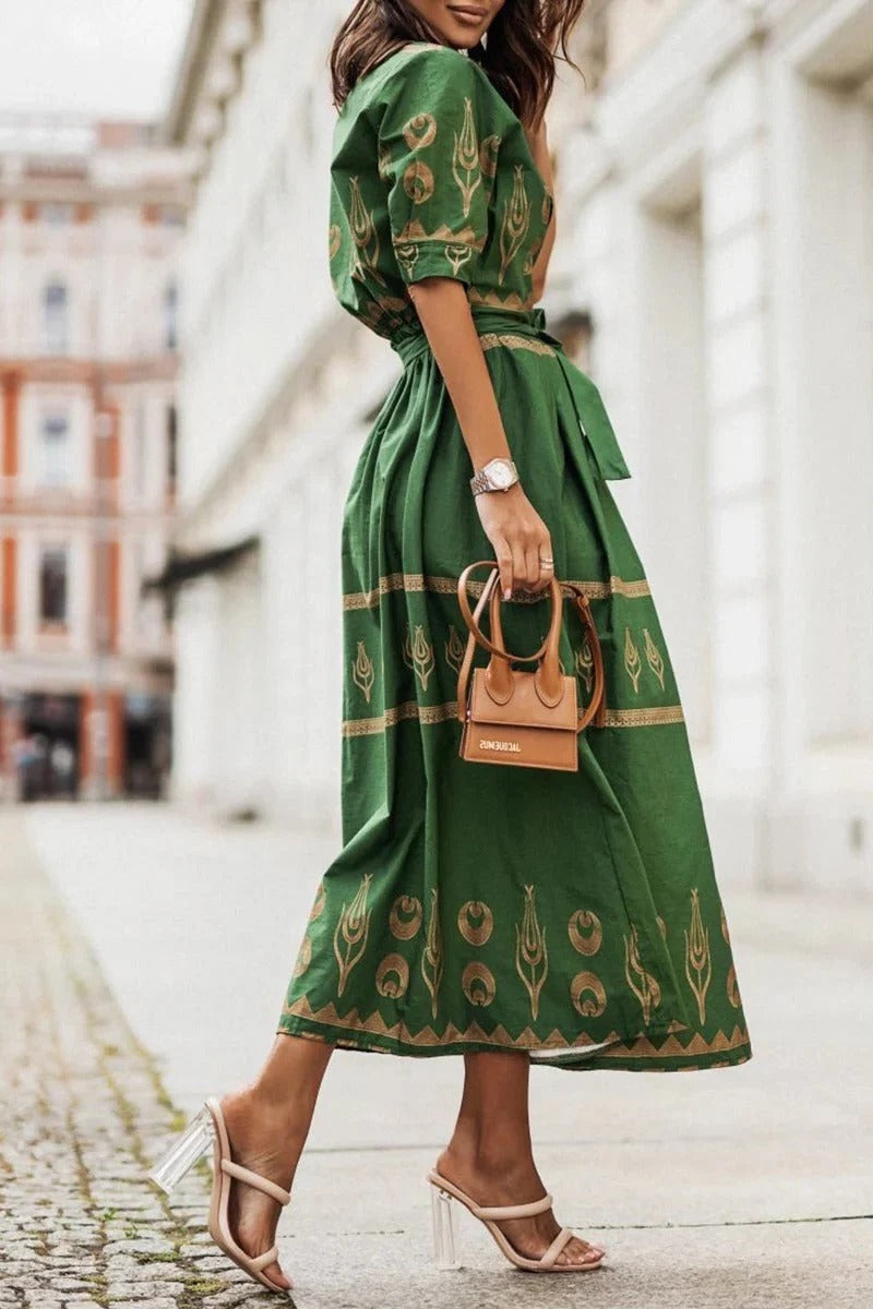 Madeleine Boho Print Midi Dress