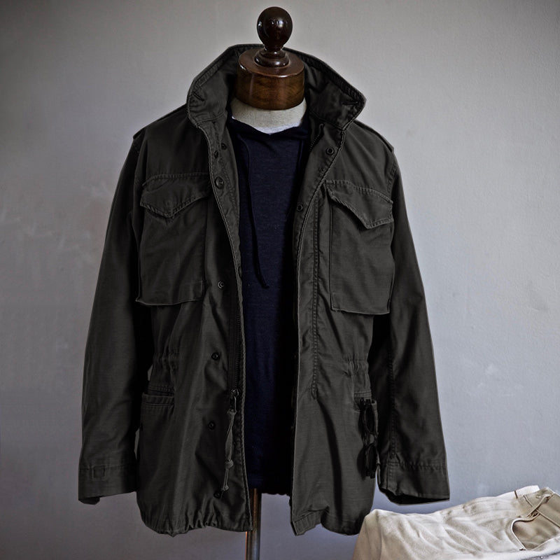 Men's Vintage Military Jacket with Hidden Hood