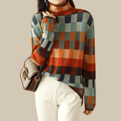 Women's Patchwork Turtleneck Sweater