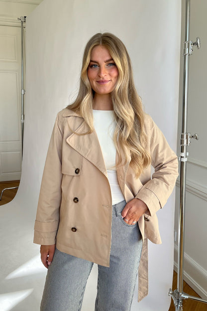 Women's Short Trench Coat Double Breasted Cropped – Nerys