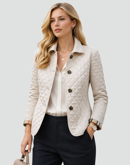 Imogen | Refined Women's Quilted Jacket with Button Front and Diamond Stitching
