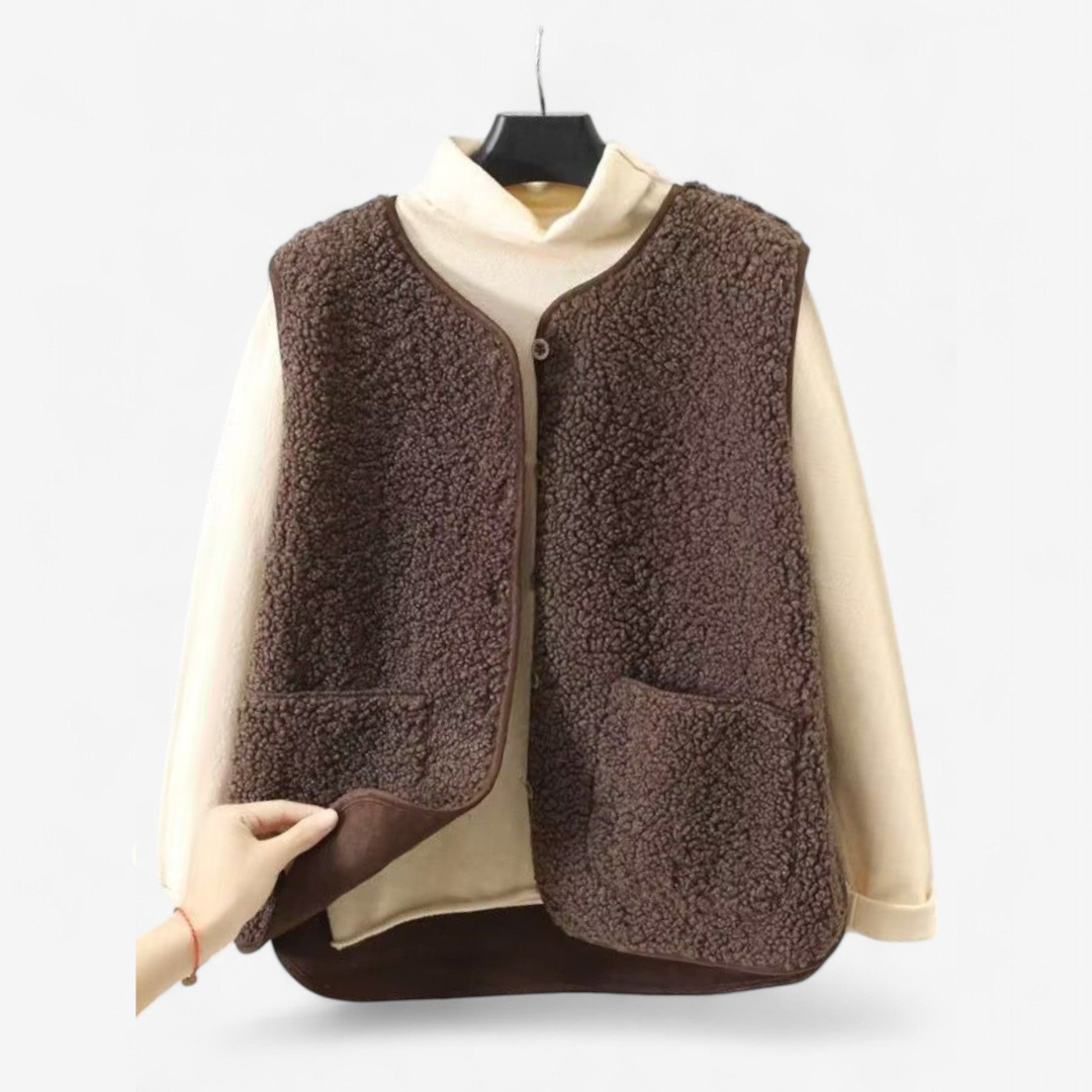 Women’s Sleeveless Cozy Gilet Vest | Button Down