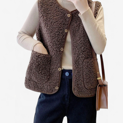 Women’s Sleeveless Cozy Gilet Vest | Button Down