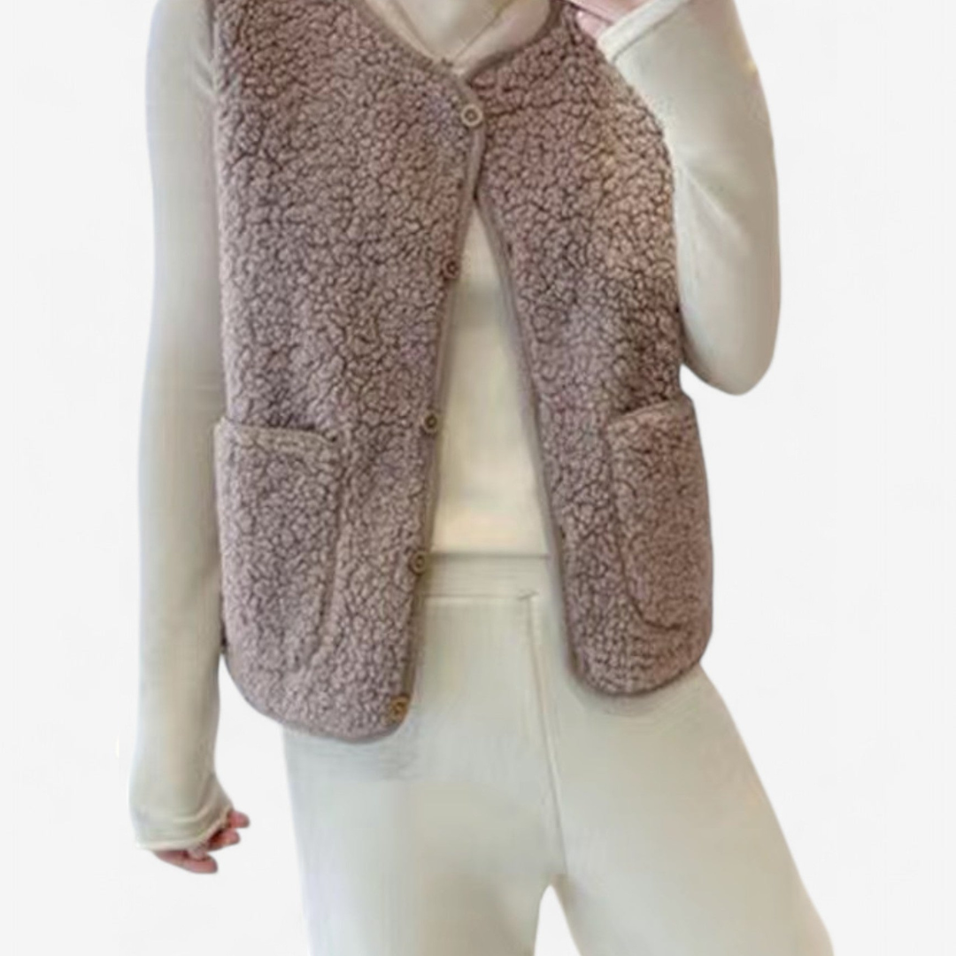 Women’s Sleeveless Cozy Gilet Vest | Button Down