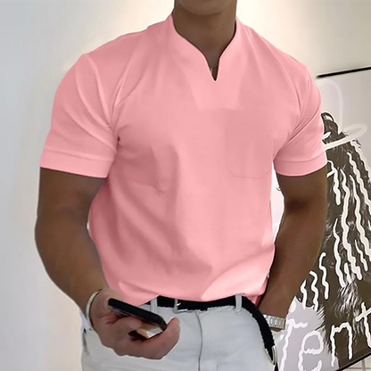 Men’s Elegant Henley Polo Shirt | Short Sleeve