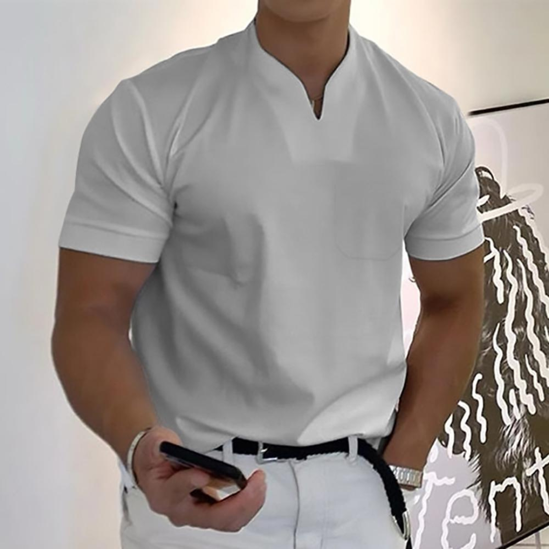 Men’s Elegant Henley Polo Shirt | Short Sleeve