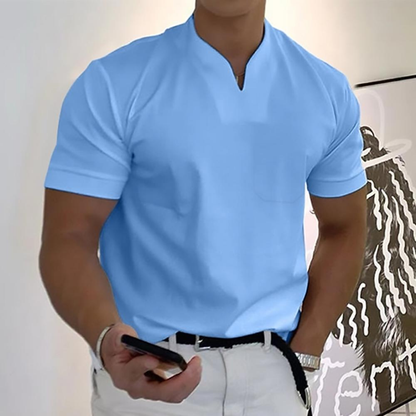 Men’s Elegant Henley Polo Shirt | Short Sleeve