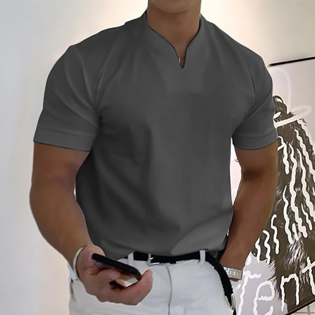 Men’s Elegant Henley Polo Shirt | Short Sleeve