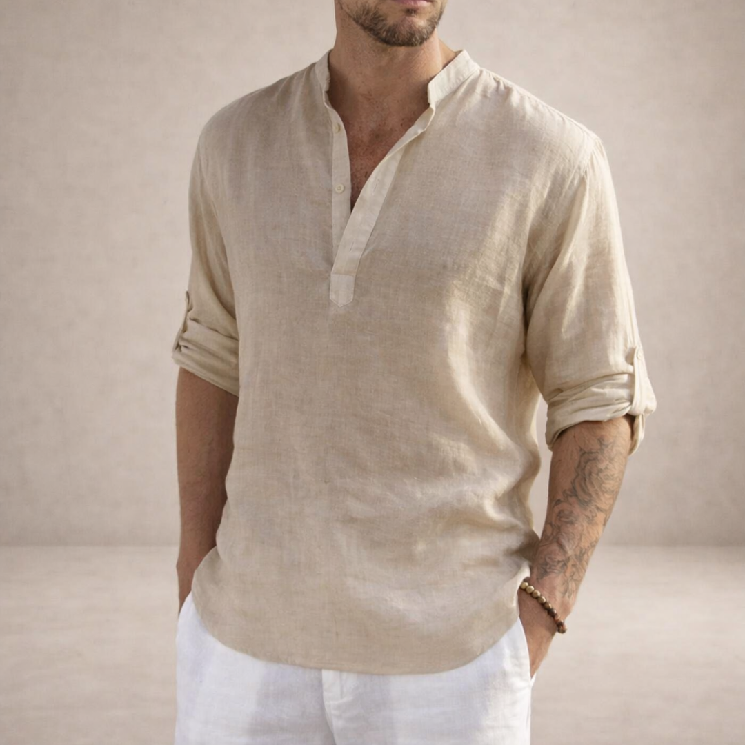 Men’s Casual Henley Shirt | Long Sleeve
