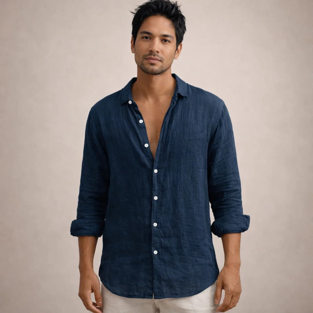 Men’s Casual Open Collar Shirt | Long Sleeve