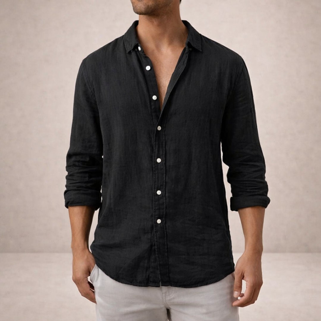 Men’s Casual Open Collar Shirt | Long Sleeve