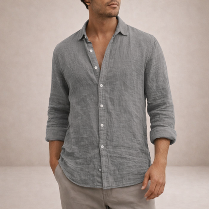 Men’s Casual Open Collar Shirt | Long Sleeve