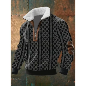 High-Neck Fleece Sweater with Lined Collar