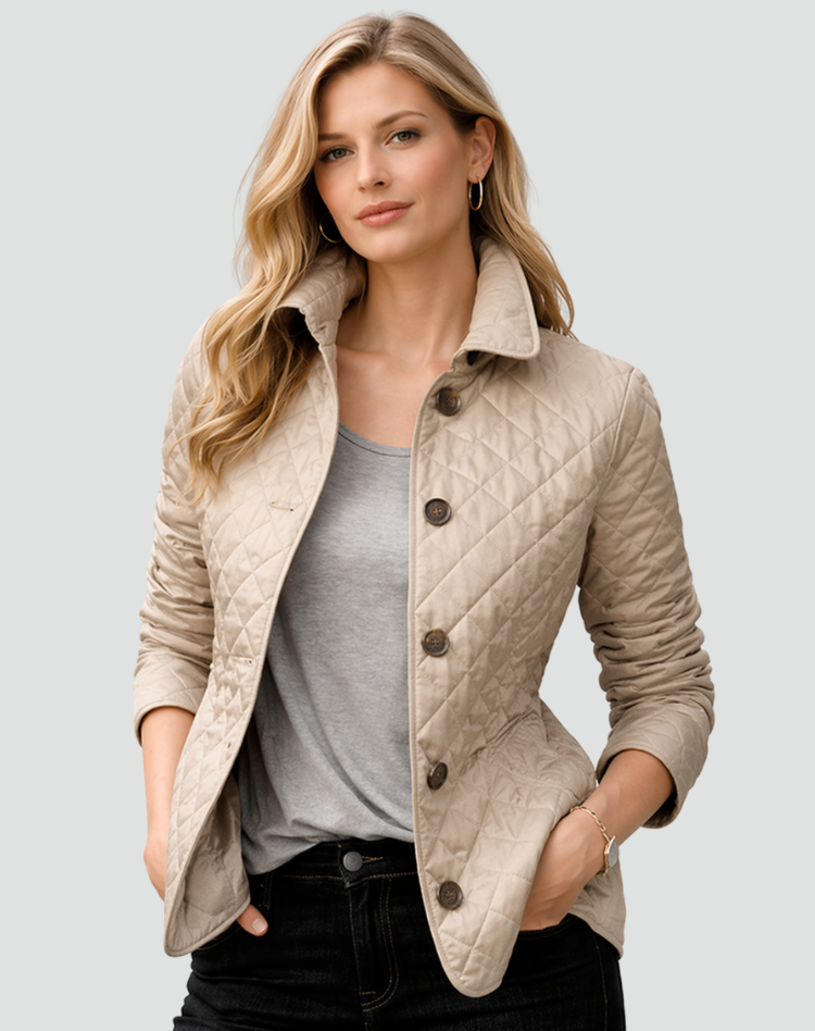 Imogen | Refined Women's Quilted Jacket with Button Front and Diamond Stitching