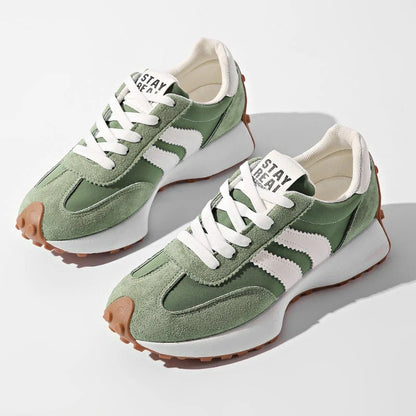Retro Platform Sneakers with Chunky Sole and Stripe Detail