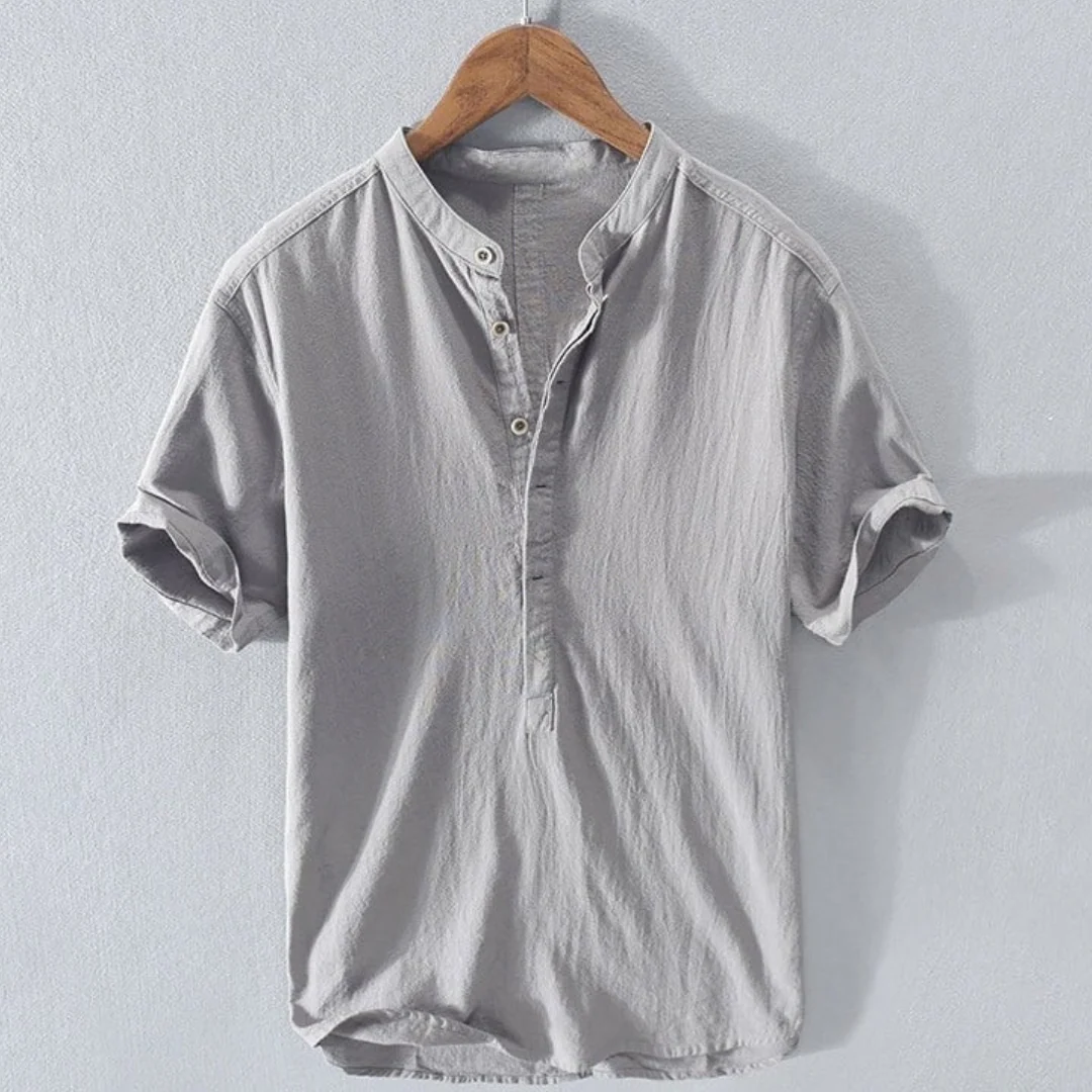 Premium Linen Shirt with Mandarin Collar