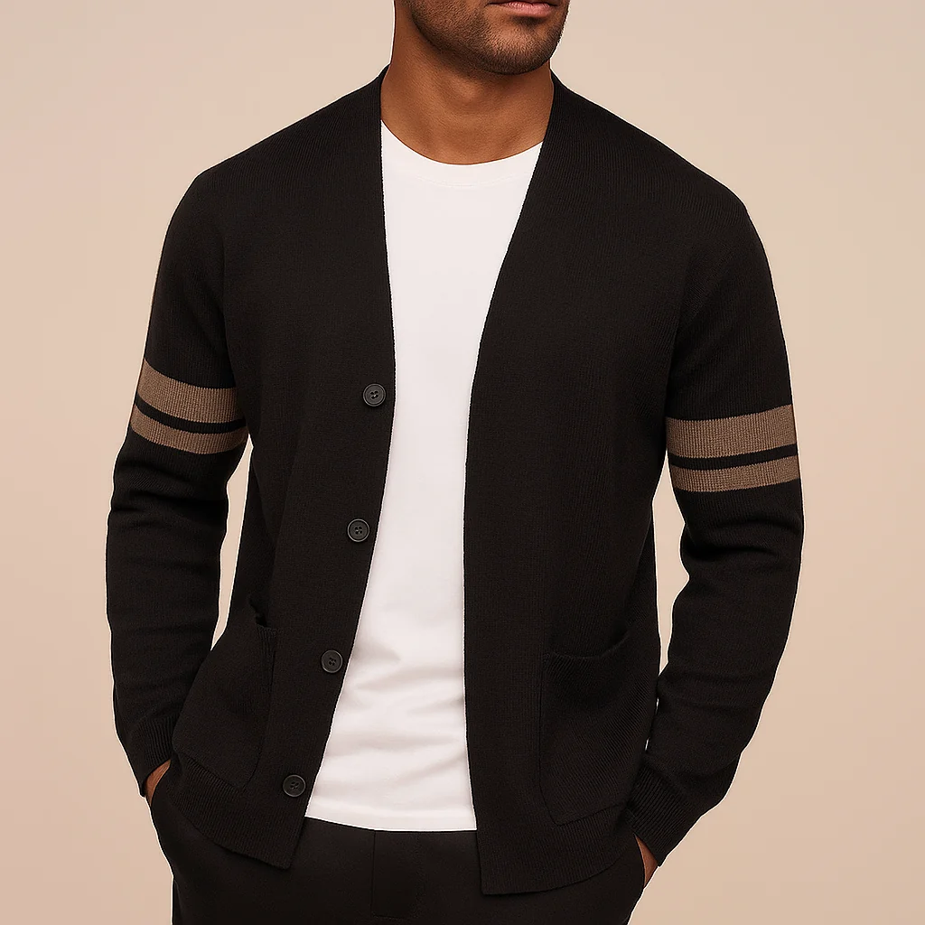 Modern Cardigan with Striped Sleeves