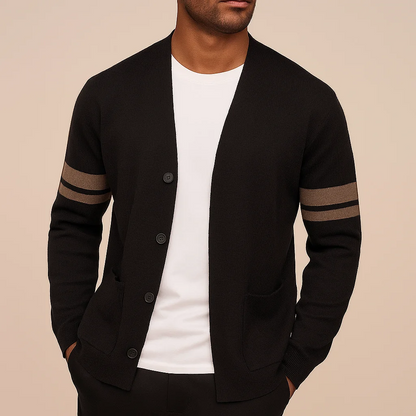 Modern Cardigan with Striped Sleeves