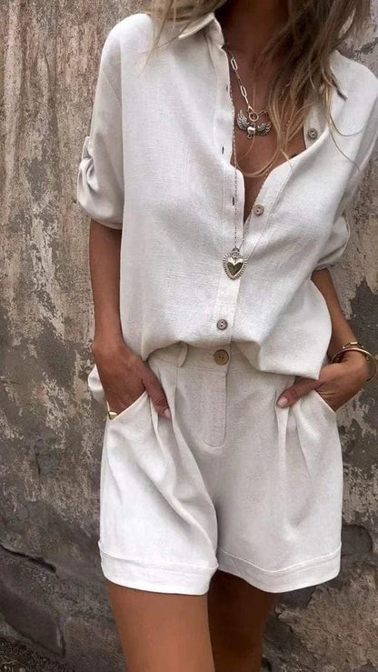Lightweight Shorts and Top Set with Wrinkle-Resistant Finish