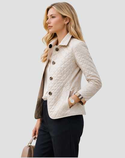 Imogen | Refined Women's Quilted Jacket with Button Front and Diamond Stitching
