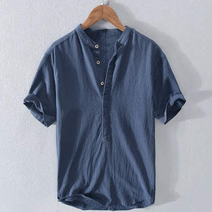 Premium Linen Shirt with Mandarin Collar