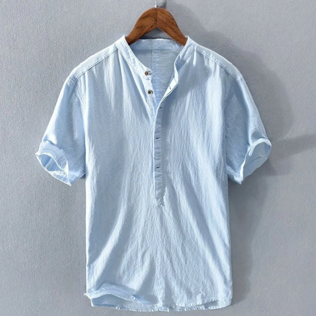 Premium Linen Shirt with Mandarin Collar