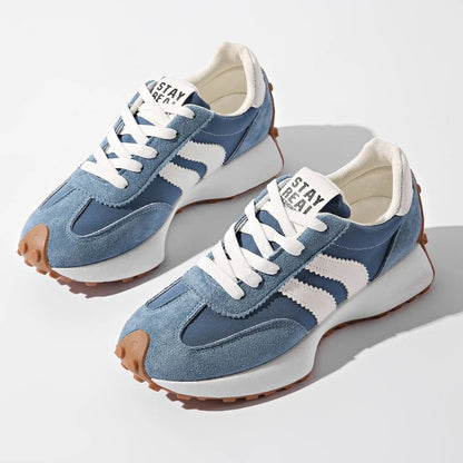 Retro Platform Sneakers with Chunky Sole and Stripe Detail