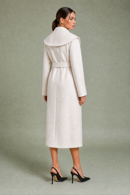 Belted Shawl-Collar Coat