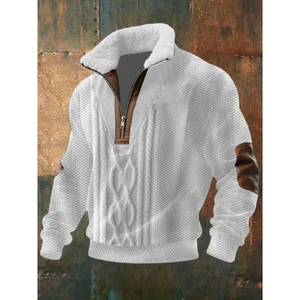 High-Neck Fleece Sweater with Lined Collar