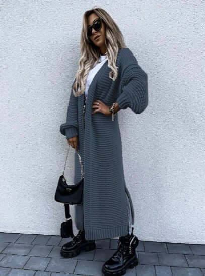 Women's Knitted Cardigan - Long Sleeve Open Front