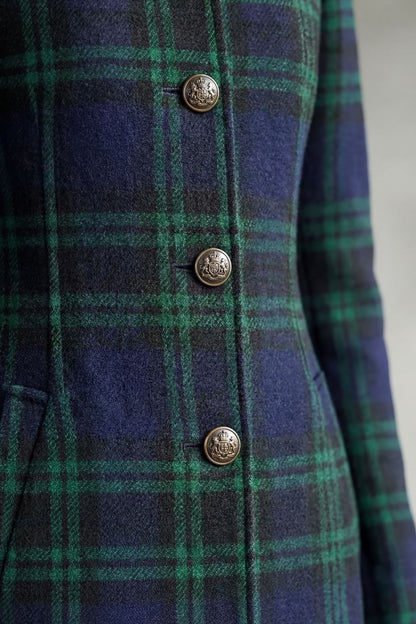 Women's Highland Check Silhouette Wool Blend Coat – Celestine