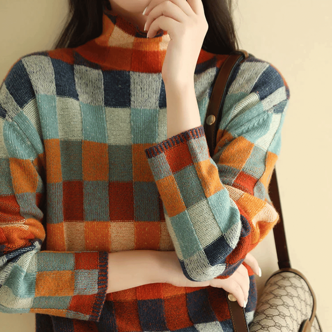 Women's Patchwork Turtleneck Sweater