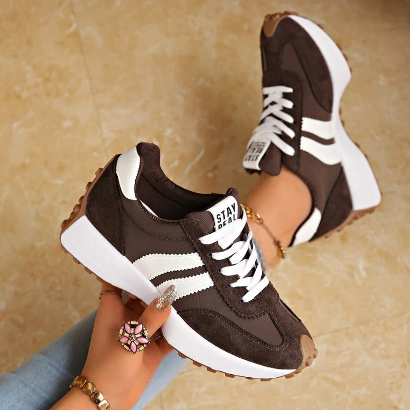 Retro Platform Sneakers with Chunky Sole and Stripe Detail