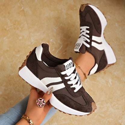 Retro Platform Sneakers with Chunky Sole and Stripe Detail